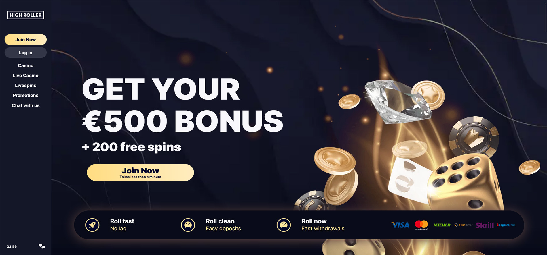 High Roller online casino bonus page 1